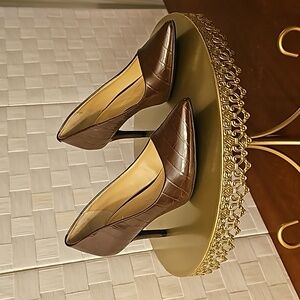 Beeeautiful brown croc-like pumps, cozy Alfani StepNFlex insoles - size 7.5
